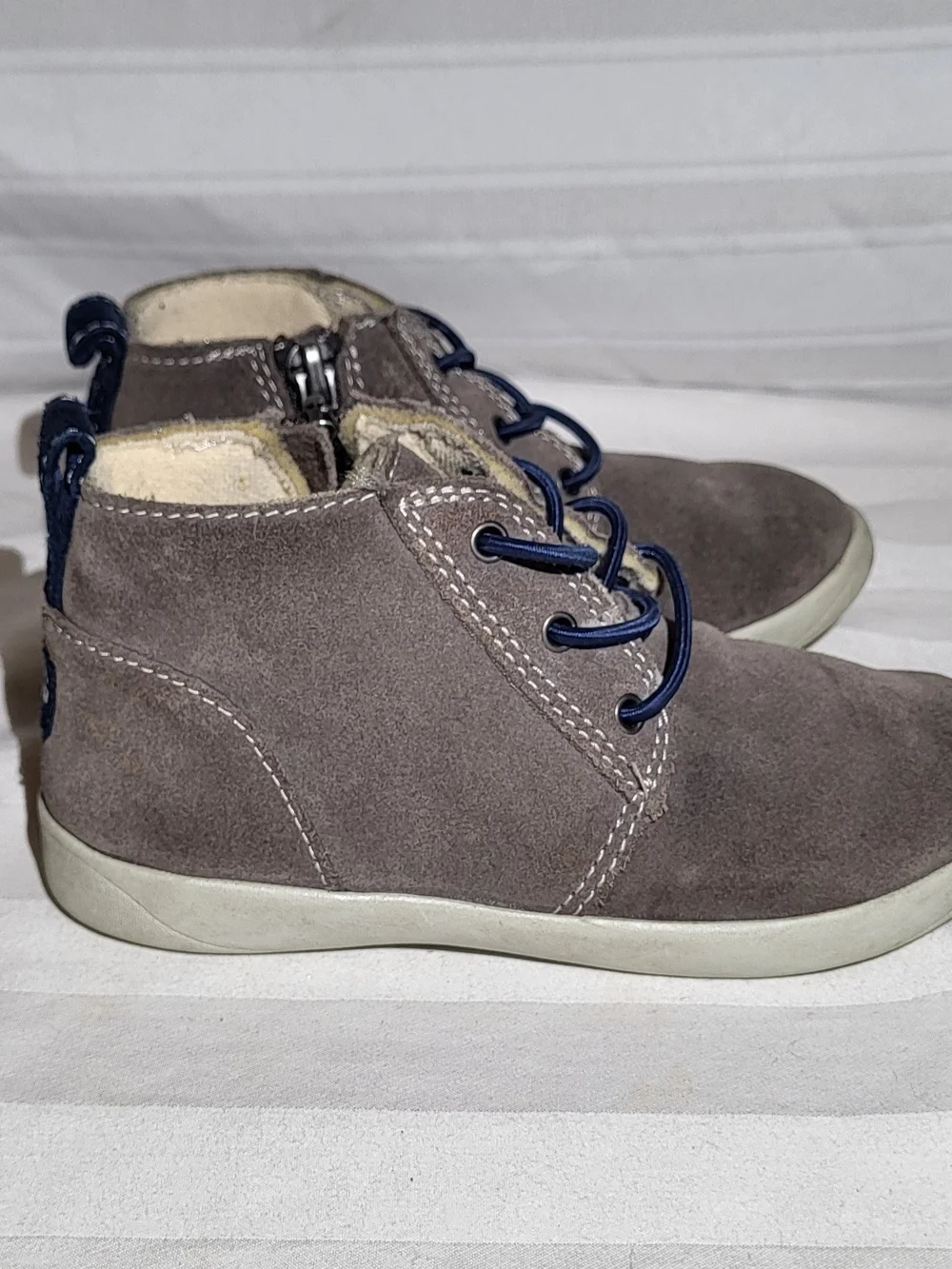 UGG Kids' Grey Suede Casual Shoes with Navy Accents